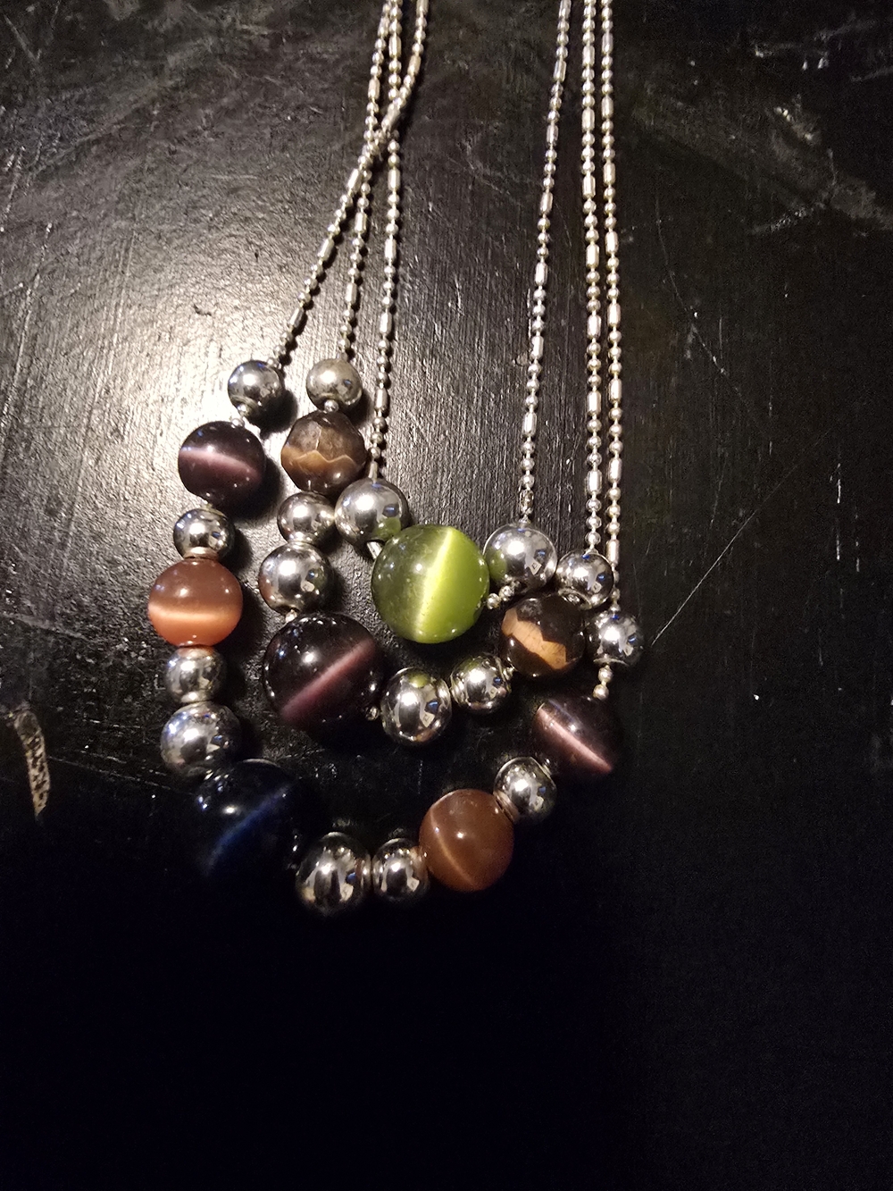Multicolored Bead Pendant Necklace with Silver-Tone Accents - Women Jewelry